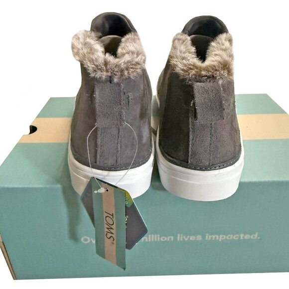 Toms Women's Suede and Faux Fur Ankle Boots Size 9 Bryce Pavement Gray - Picture 4 of 7